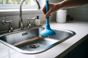 evier-eau-stagnee-ventouse-main