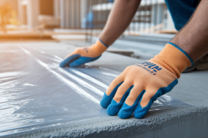 mains-ouvrier-gants-film-beton