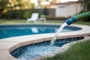piscine-partiellement-vide-tuyau-drain