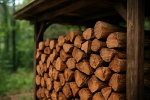 buches-cypres-abri-bois-foret-verte