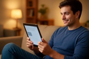 jeune-adulte-canape-tablette-salon