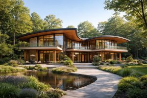 batiment-moderne-cadre-verdoyant-ciel-bleu