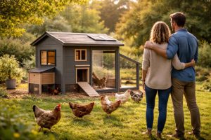 couple-poulailler-jardin-poules-verdoyant