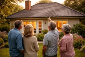 voisins-discutant-maison-toit-jardin
