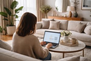 salon-moderne-personne-ordinateur-plantes