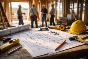 chantier-ouvriers-plans-outils-table