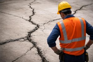 ouvrier-dalle-beton-fissuree-éclairage-naturel